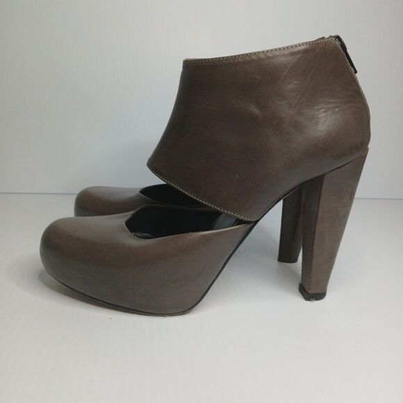 Loeffler Randall Womens Leather Round Toe Back Zip Heels Gray Size 7B - Picture 1 of 10